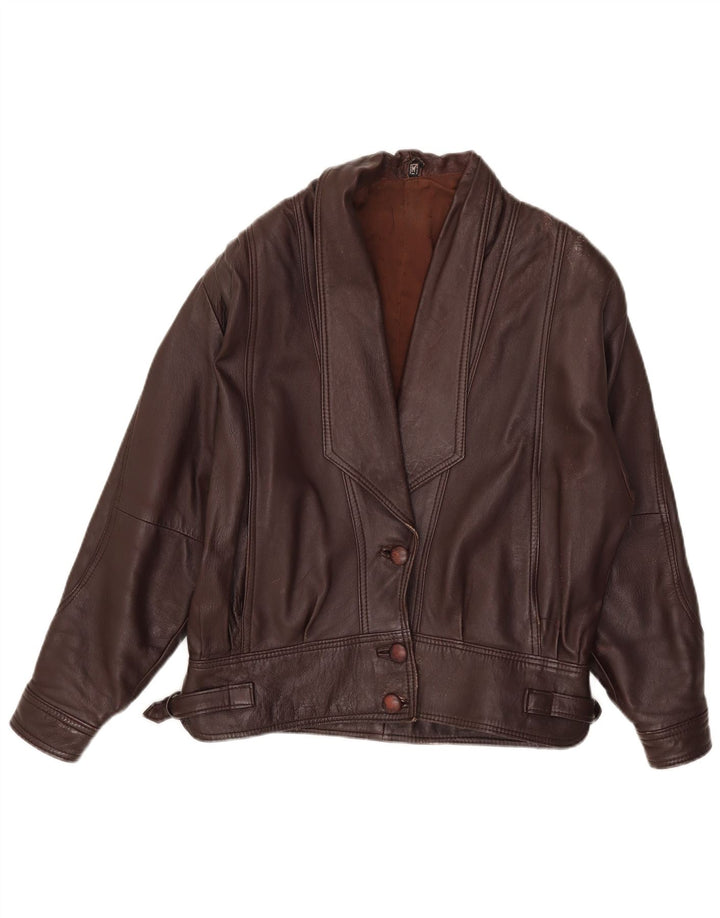 Vintage mujer chaqueta de cuero Reino Unido 14 marrón medio
