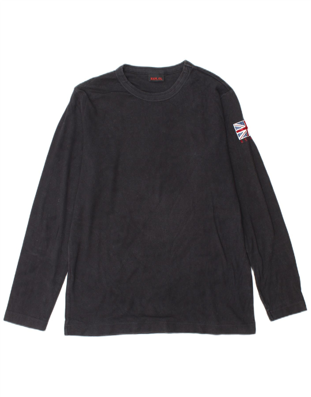 REPLAY Hombre Top Manga Larga Medio Negro