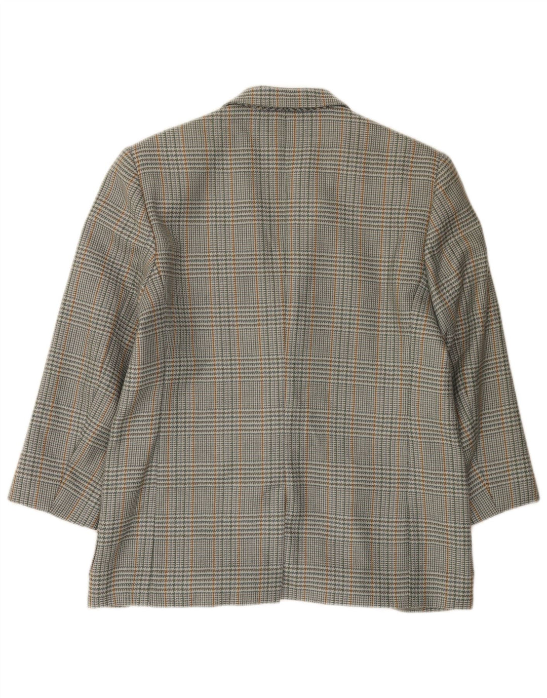 Vintage mujer 2 botones Blazer chaqueta IT 46 lana de pata de gallo gris grande