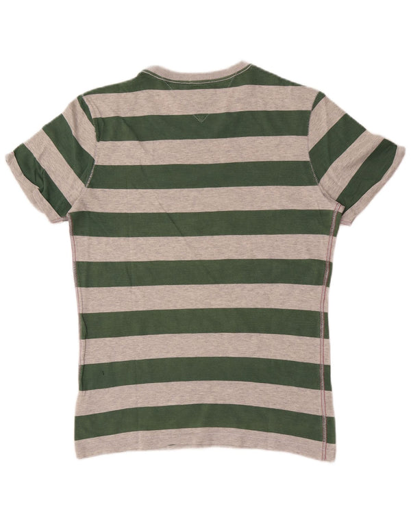 Tommy Hilfiger Camiseta gráfica para hombre Top Small de algodón a rayas verdes