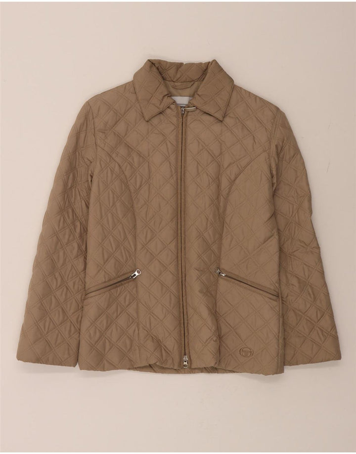SERGIO TACCHINI Womens Quilted Jacket UK 10 Small Beige Polyester Vintage Sergio Tacchini and Second-Hand Sergio Tacchini from Messina Hembry 