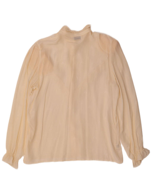 Blusa camisera VINTAGE para mujer IT 44 Acetato floral blanco roto medio