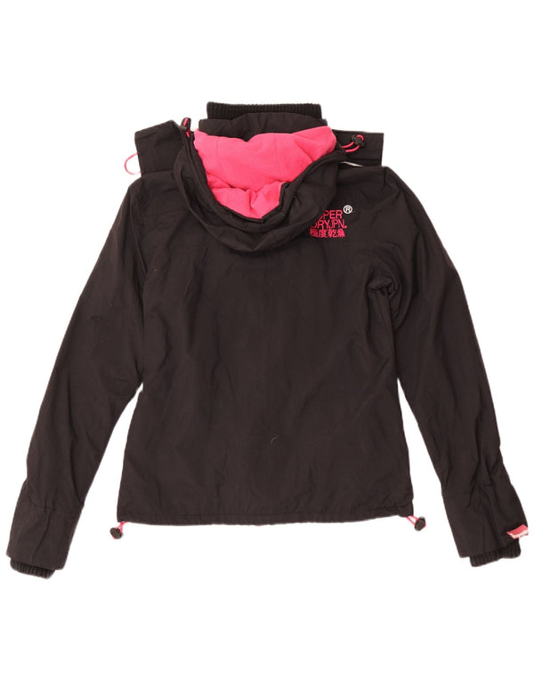 Superdry Chaqueta cortavientos con capucha para mujer UK 4 XS Black Nylon