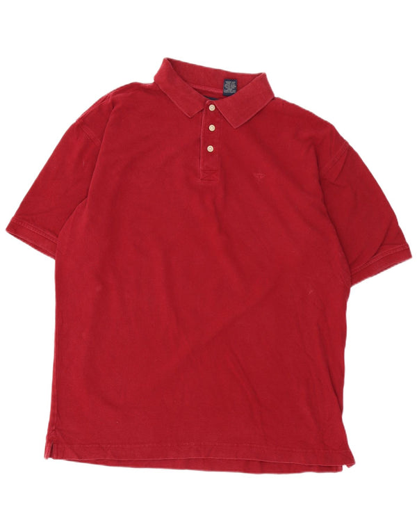 DOCKERS Polo para hombre grande de algodón burdeos