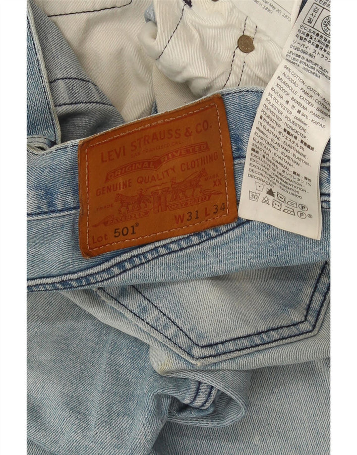 Levi's Jeans rectos desgastados 501 para hombre W31 L34 Algodón azul