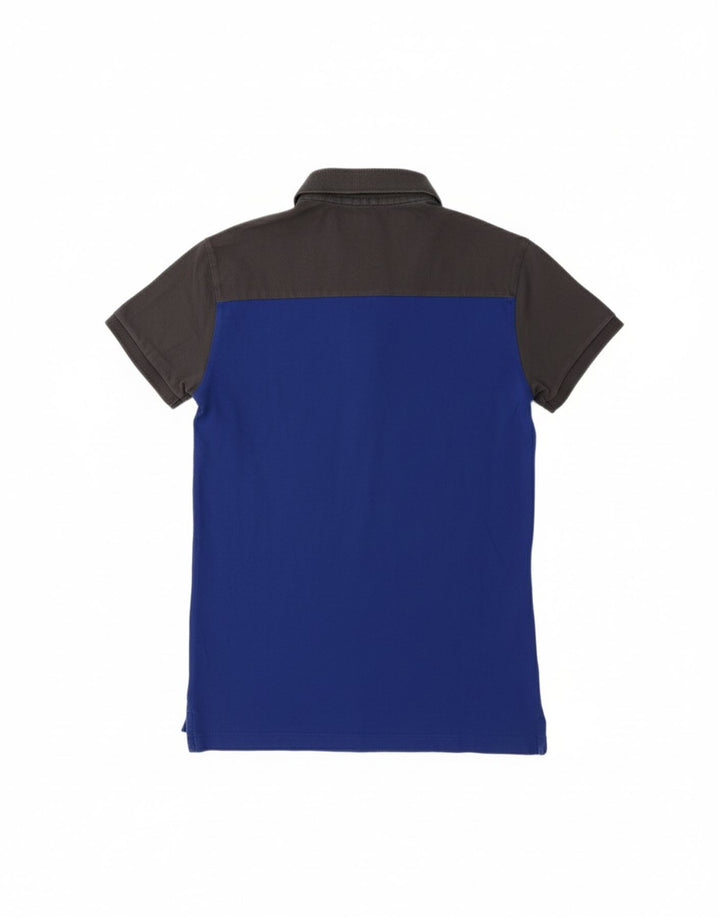 CALVIN KLEIN Mens Polo Shirt Small Blue Colourblock Cotton
