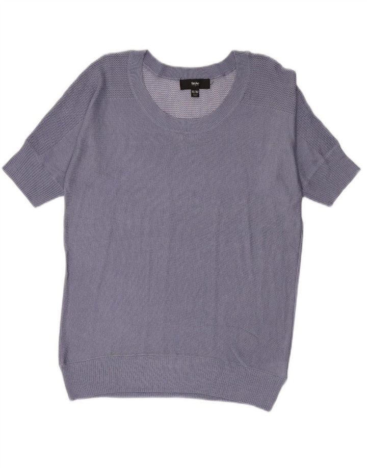 MOSSIMO Womens Short Sleeve Boat Neck Jumper Sweater UK 14 Medium Blue