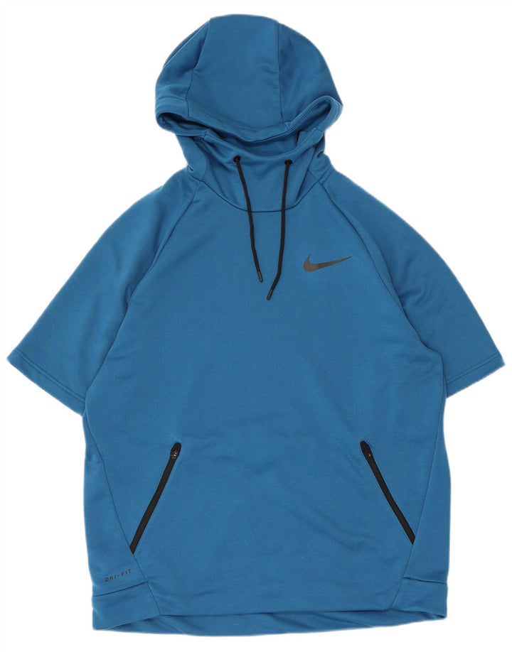 Nike Hombre Dri Fit Sudadera con capucha de manga corta Jersey Grande Azul Poliéster
