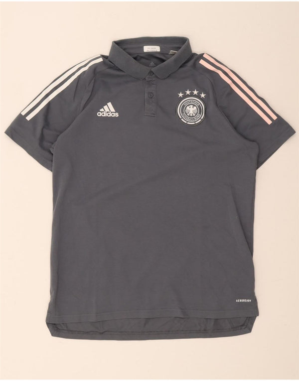 Adidas Mens Deutscher Fussball Bund Polo Grande Gris Algodón