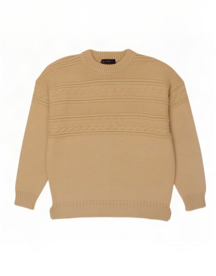 Vintage hombres barco cuello jumper suéter XL de lana blanca