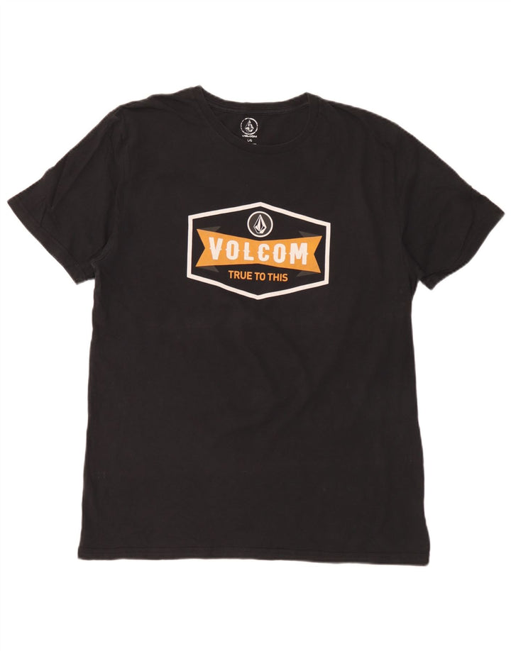 Volcom Camiseta gráfica para hombre Top grande de algodón negro