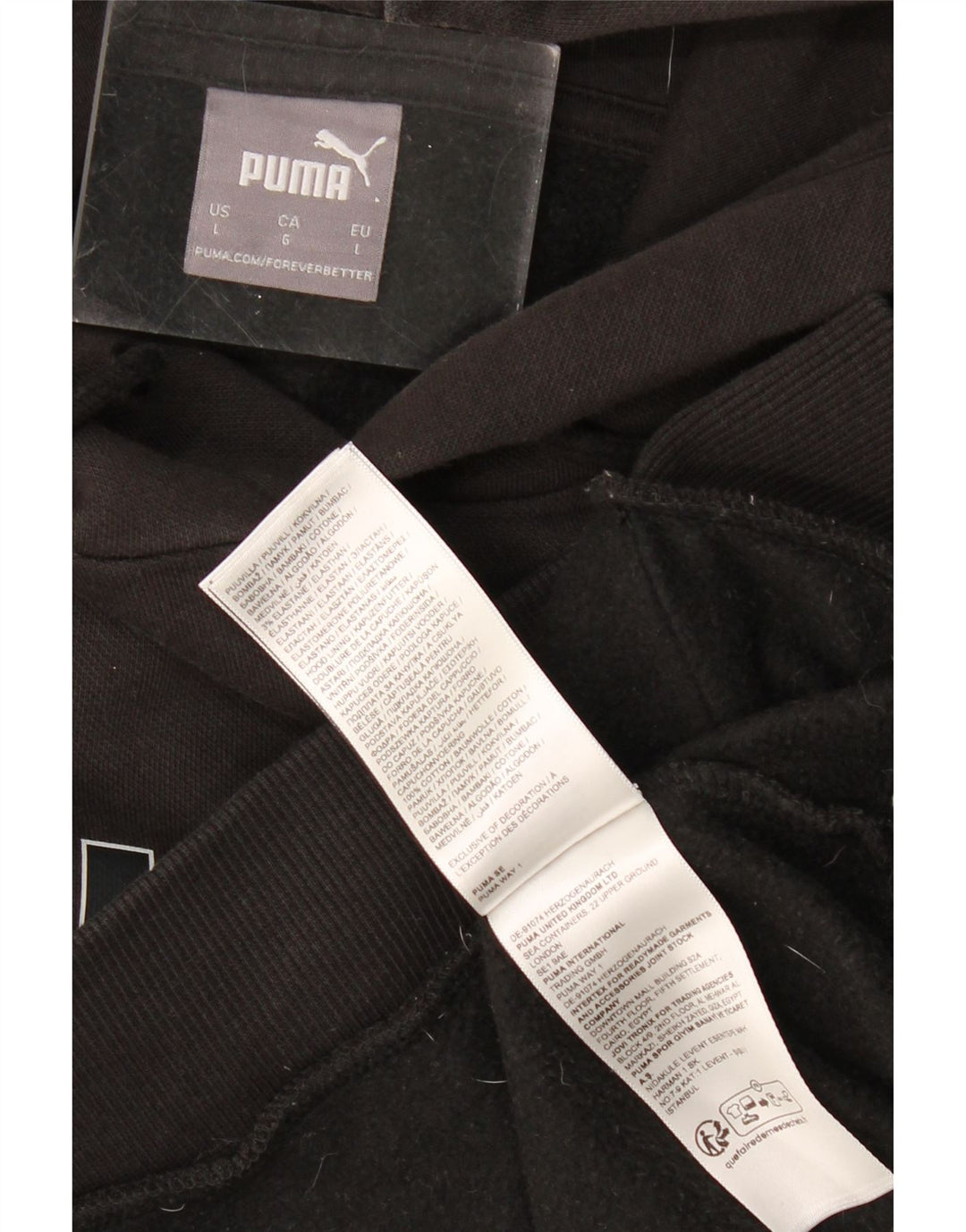 PUMA Sudadera con capucha gráfica para hombre, talla grande, algodón negro