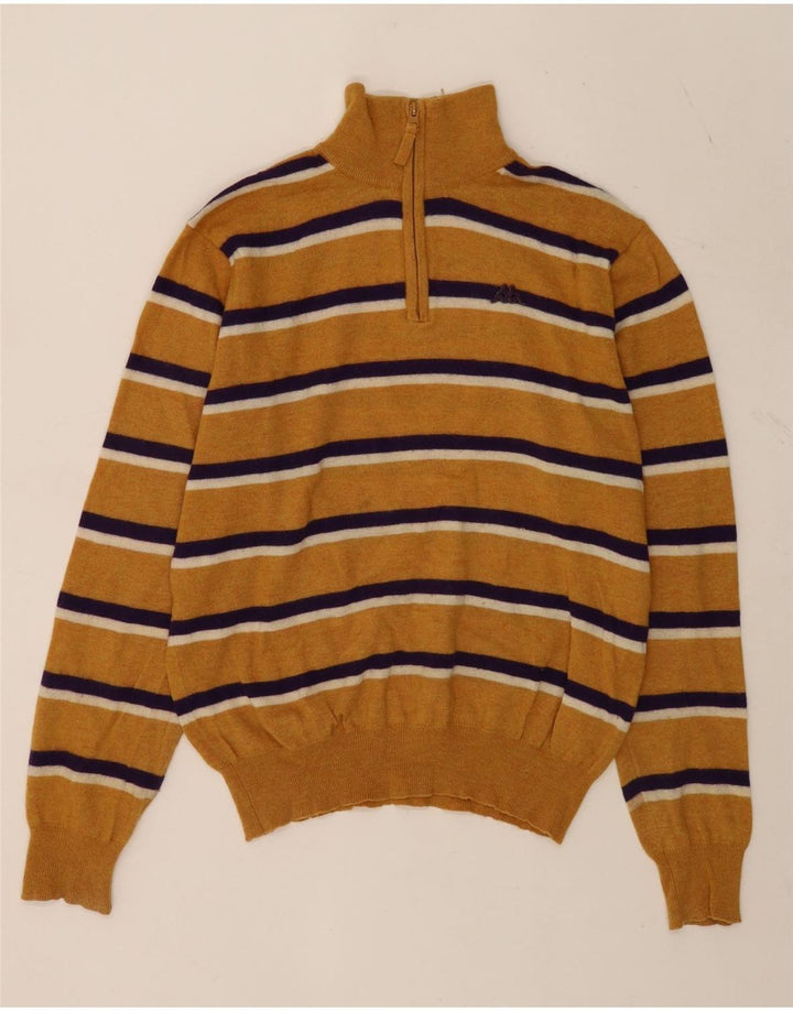 Kappa Hombre Jersey Con Cuello Y Cremallera De Lana De Cordero A Rayas Amarillas Grande