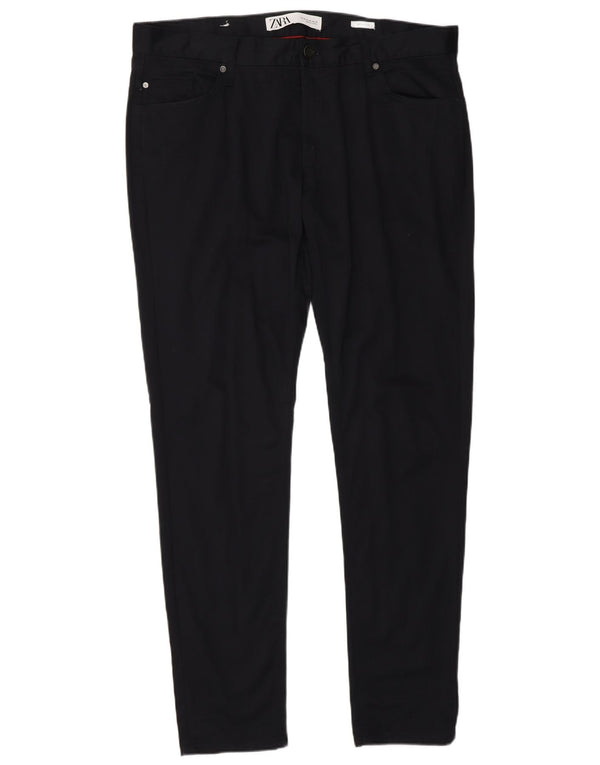Zara Pantalones casuales ajustados para hombre EU 46 XL W36 L30 Azul marino Algodón