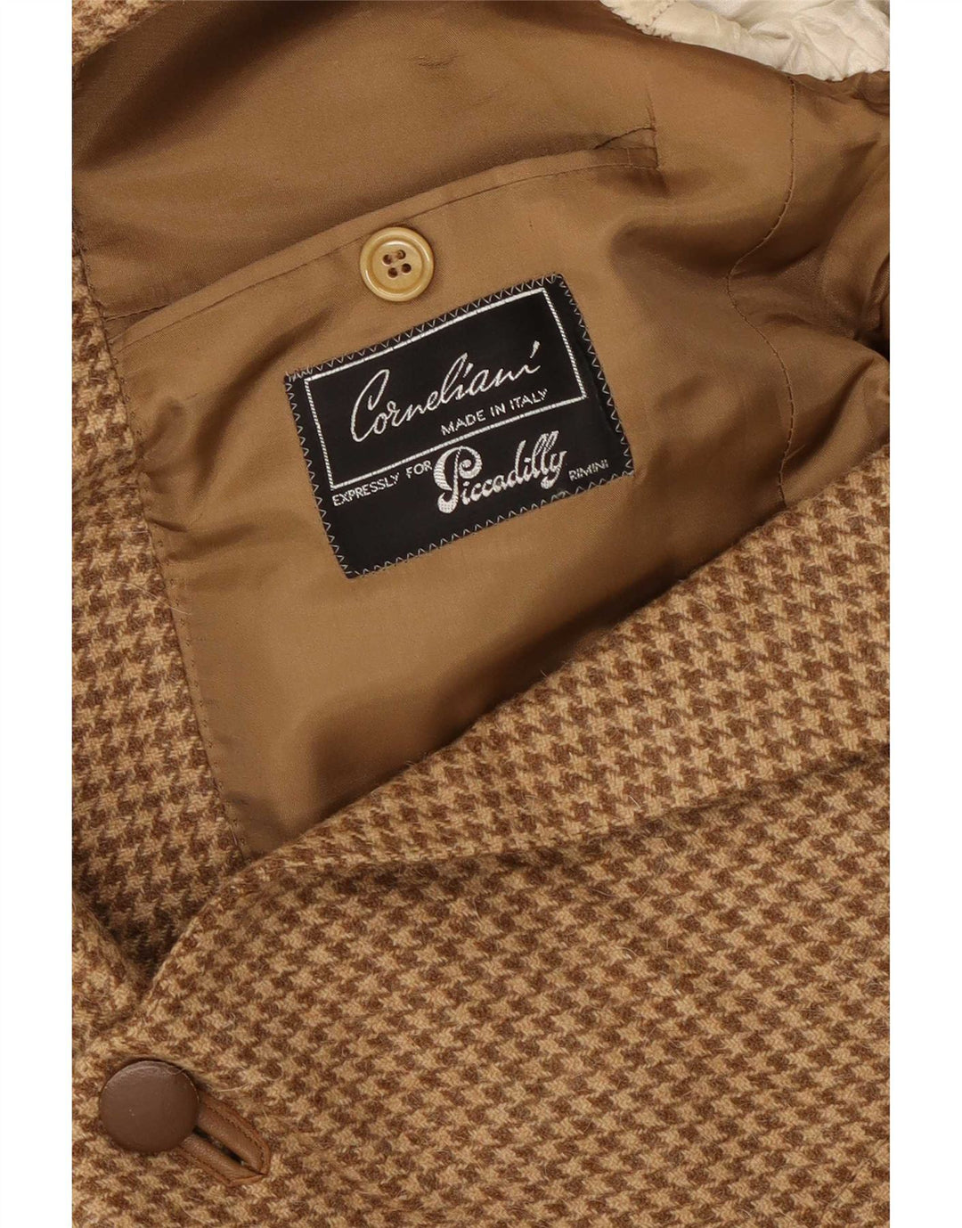 Corneliani Chaqueta tipo blazer de 2 botones para hombre UK 40 Large Lana de pata de gallo marrón