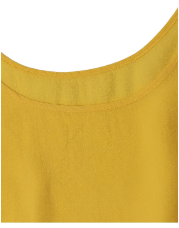 Vintage mujer blusa sin mangas Top Reino Unido 12 amarillo medio