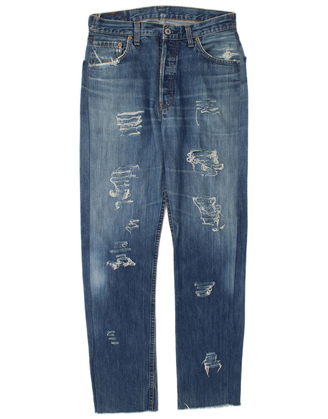 Levi's Mujer 501 Vaqueros Rectos Desgastados W34 L30 Azul