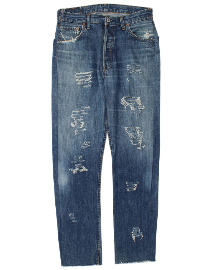 Levi's Mujer 501 Vaqueros Rectos Desgastados W34 L30 Azul