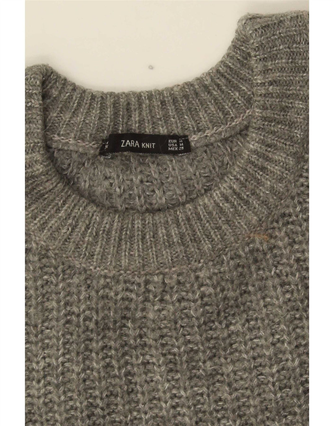 Zara Suéter De Cuello Redondo De Gran Tamaño para Mujer UK 44 Gris Medio