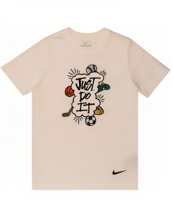 Nike Boys Dri Fit Graphic Camiseta Top 12-13 años Grande Blanco Poliéster