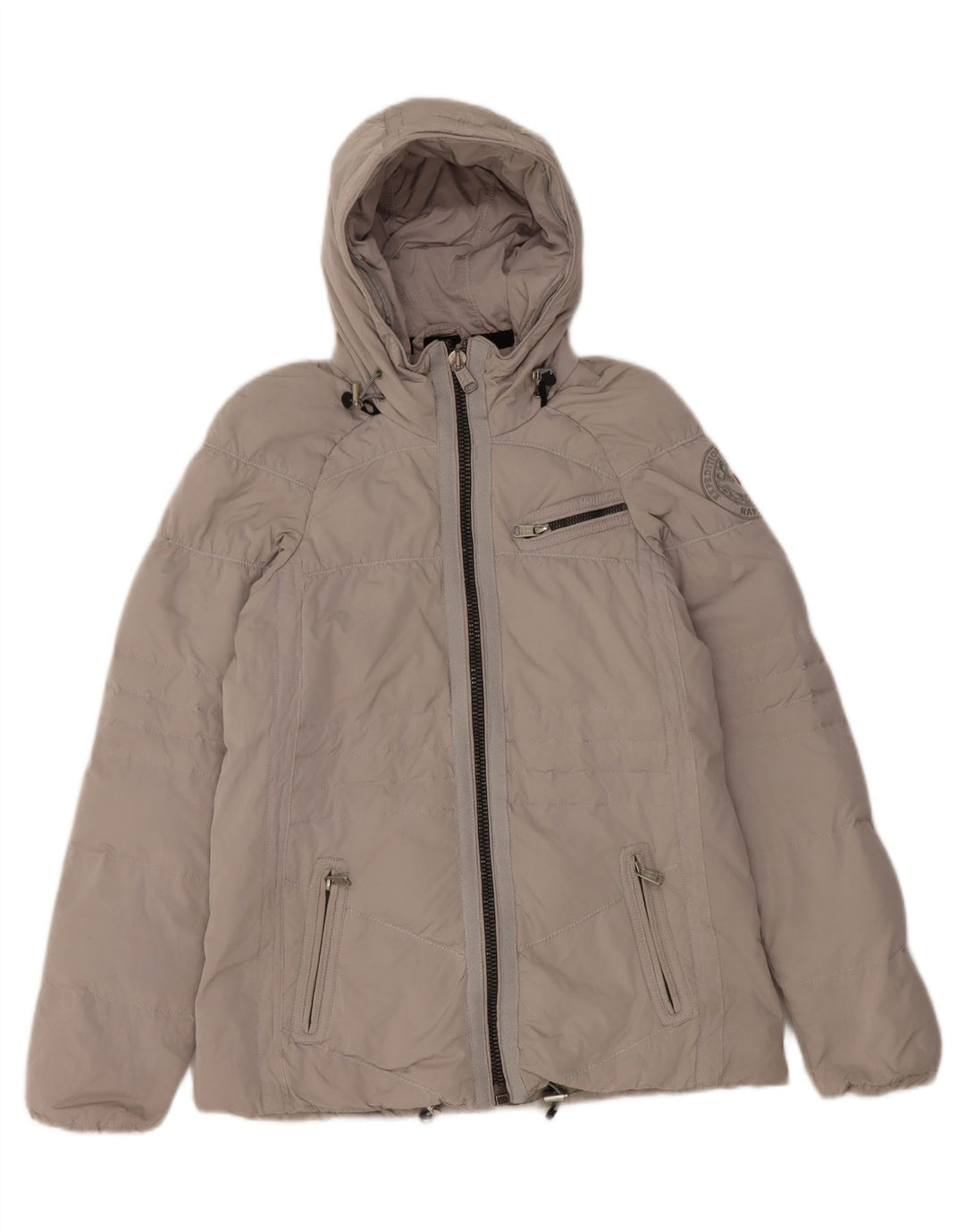 Napapijri Chaqueta acolchada con capucha para mujer UK 10 Small Gris Poliéster