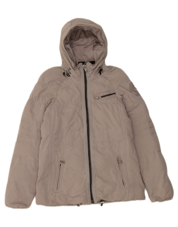 Napapijri Chaqueta acolchada con capucha para mujer UK 10 Small Gris Poliéster