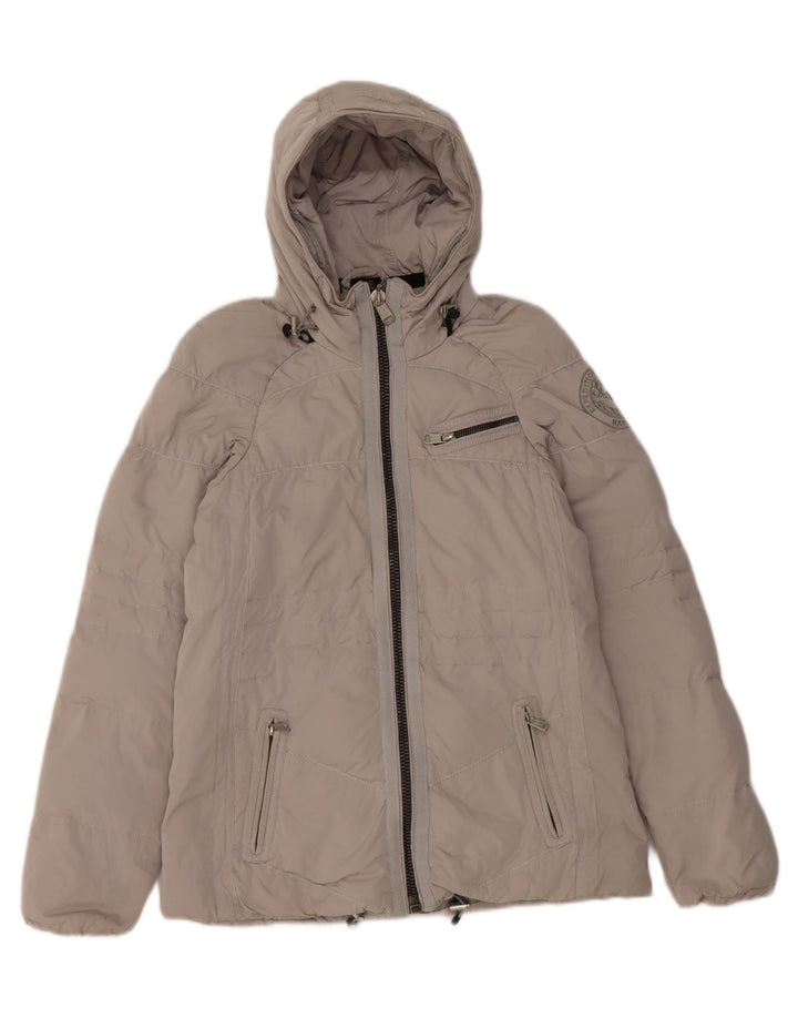 Napapijri Chaqueta acolchada con capucha para mujer UK 10 Small Gris Poliéster