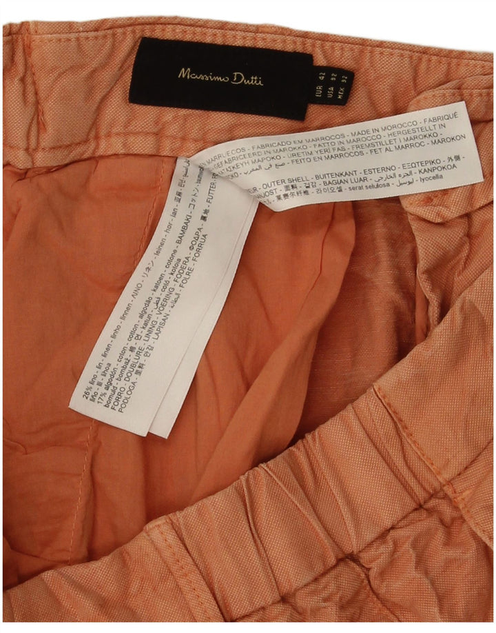 Massimo Dutti Pantalones cortos chinos para hombre EU 42 Large W32 Algodón naranja