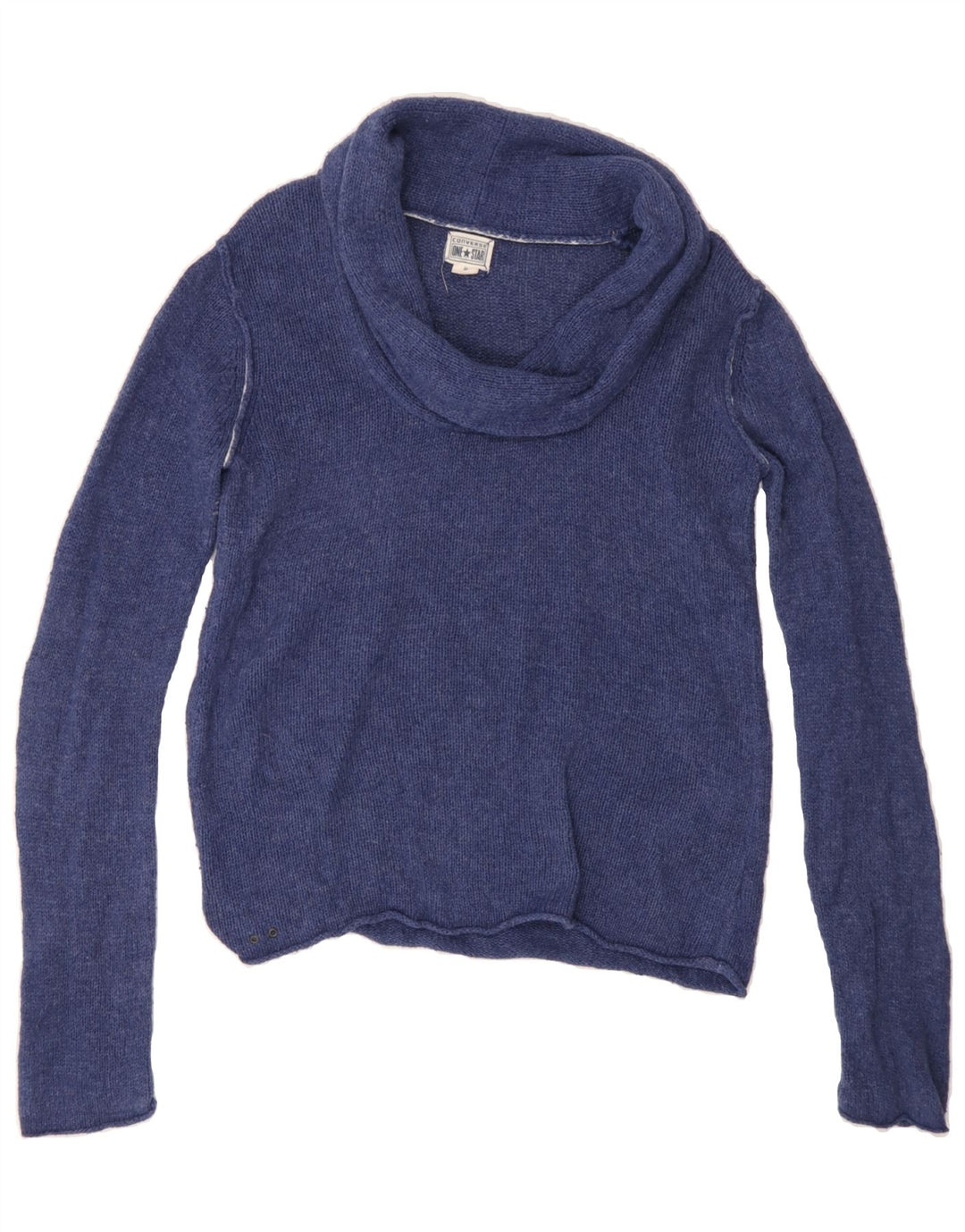 CONVERSE Womens Roll Neck Jumper Sweater UK 14 Medium Navy Blue Ramie Vintage Converse and Second-Hand Converse from Messina Hembry 