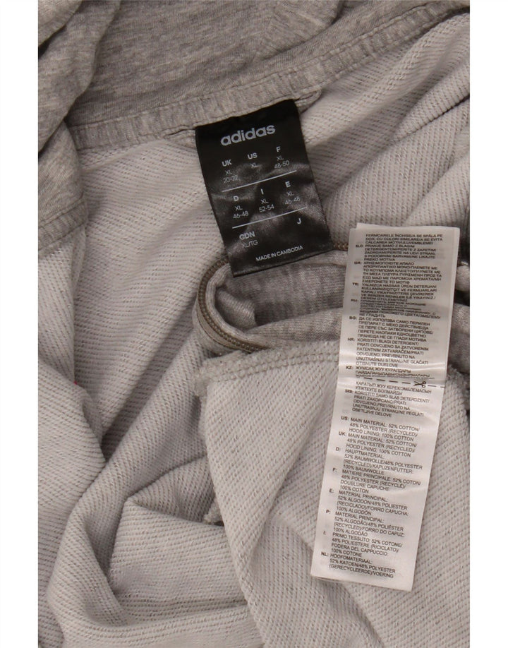 ADIDAS Sudadera con capucha y cremallera para mujer UK 20/22 XL Algodón moteado gris
