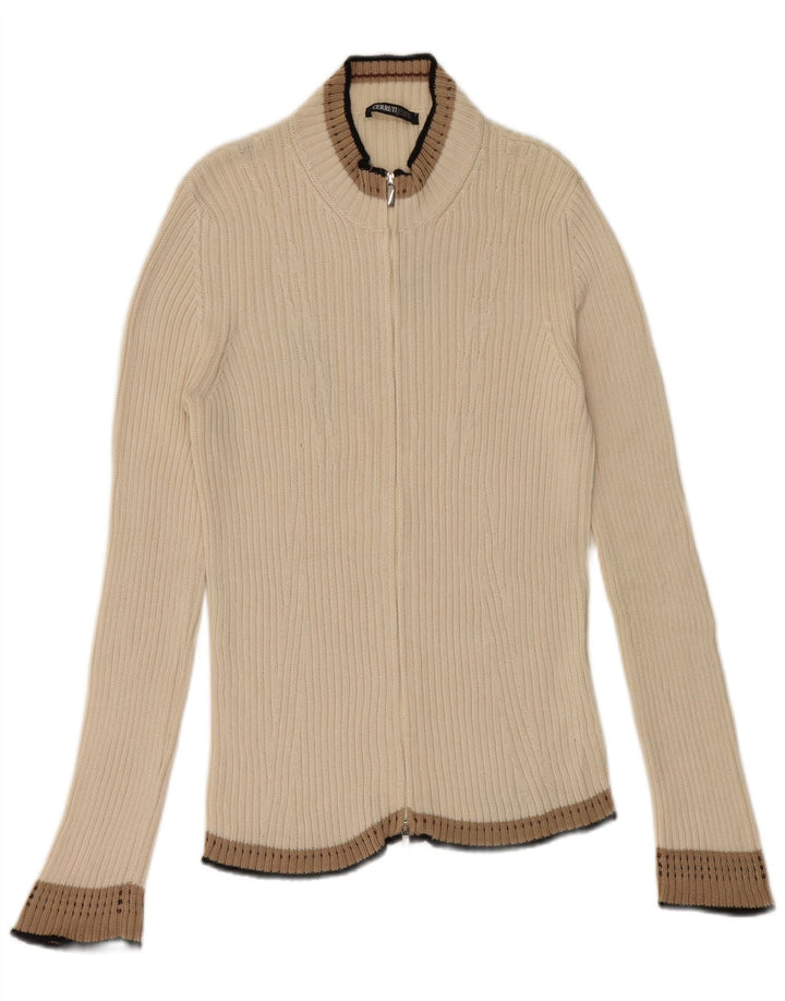 CERRUTI 1881 Cárdigan para mujer, talla 40, talla mediana, algodón blanco roto