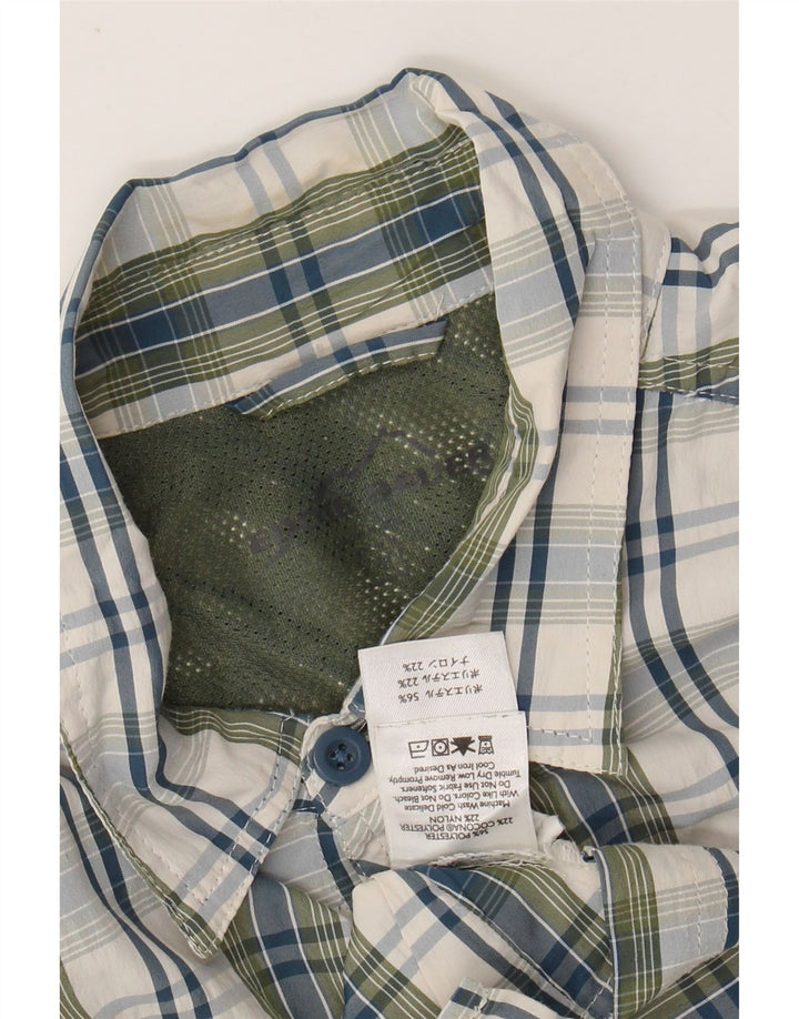 EDDIE BAUER Camisa de manga corta para hombre Poliéster a cuadros caqui medio