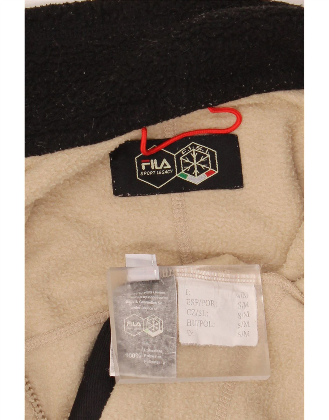 FILA Chaqueta polar para hombre UK 36 Small Beige Colorblock Poliéster