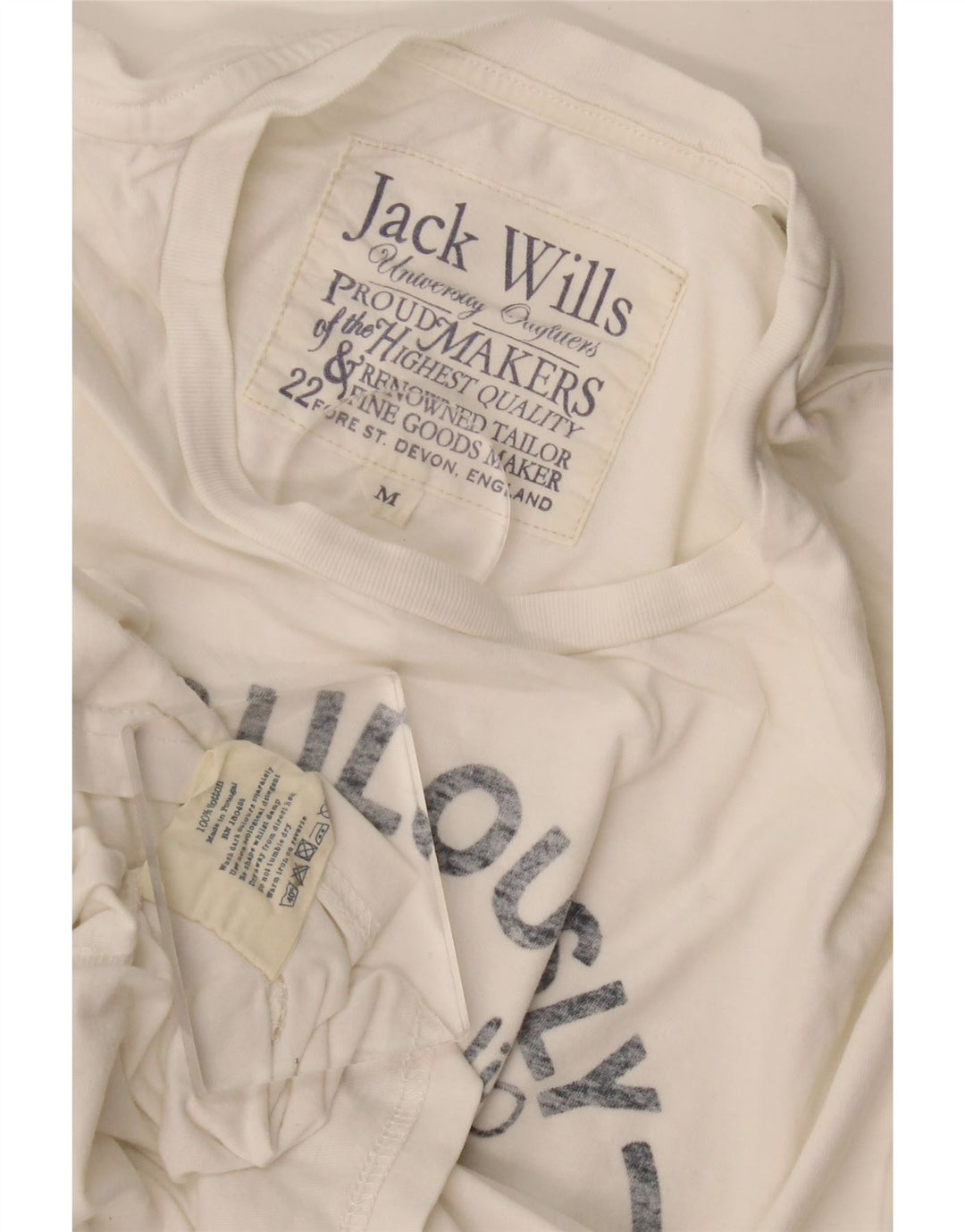 Jack Wills Camiseta gráfica para hombre Top de algodón blanco mediano