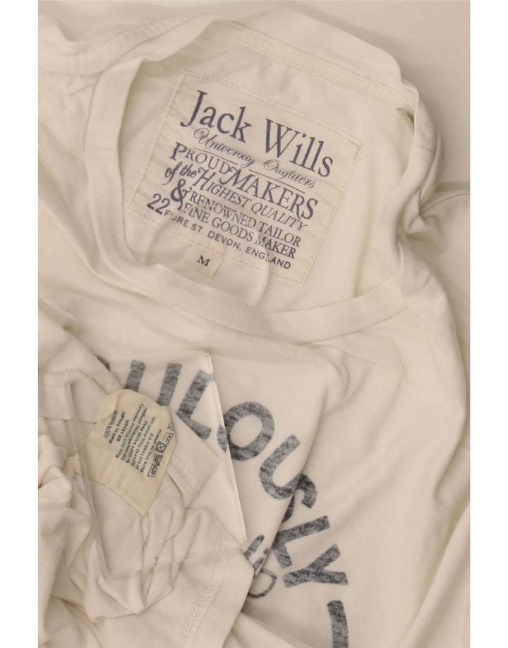 Jack Wills Camiseta gráfica para hombre Top de algodón blanco mediano