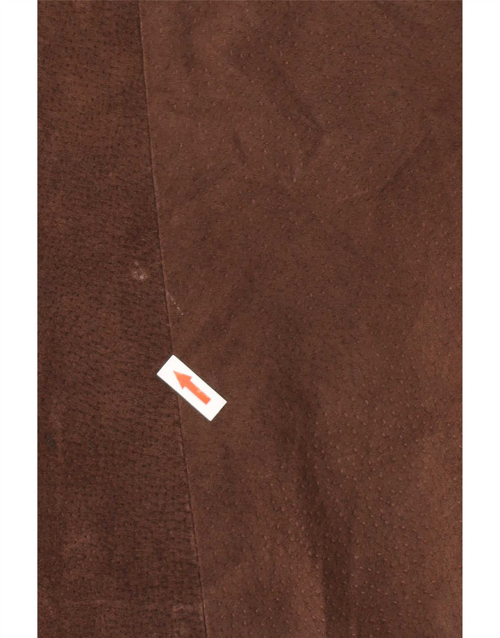 Vintage mujer suelta ajuste chaqueta de cuero Reino Unido 14 cuero marrón medio