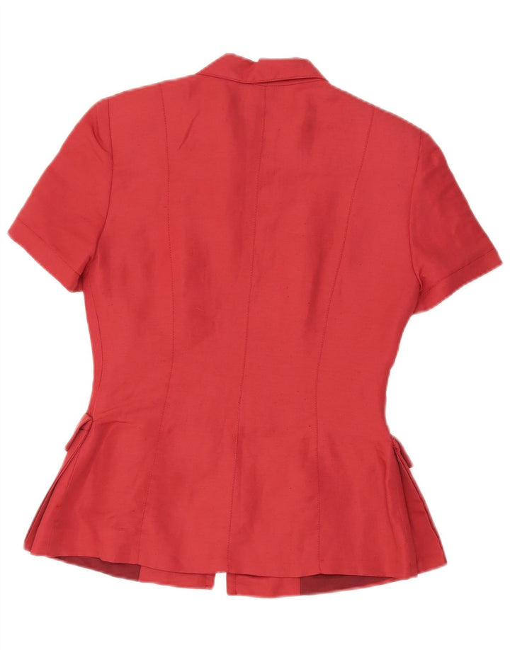 Roman's Chaqueta tipo blazer con cremallera completa y manga corta para mujer IT 42 Medium Red Linen