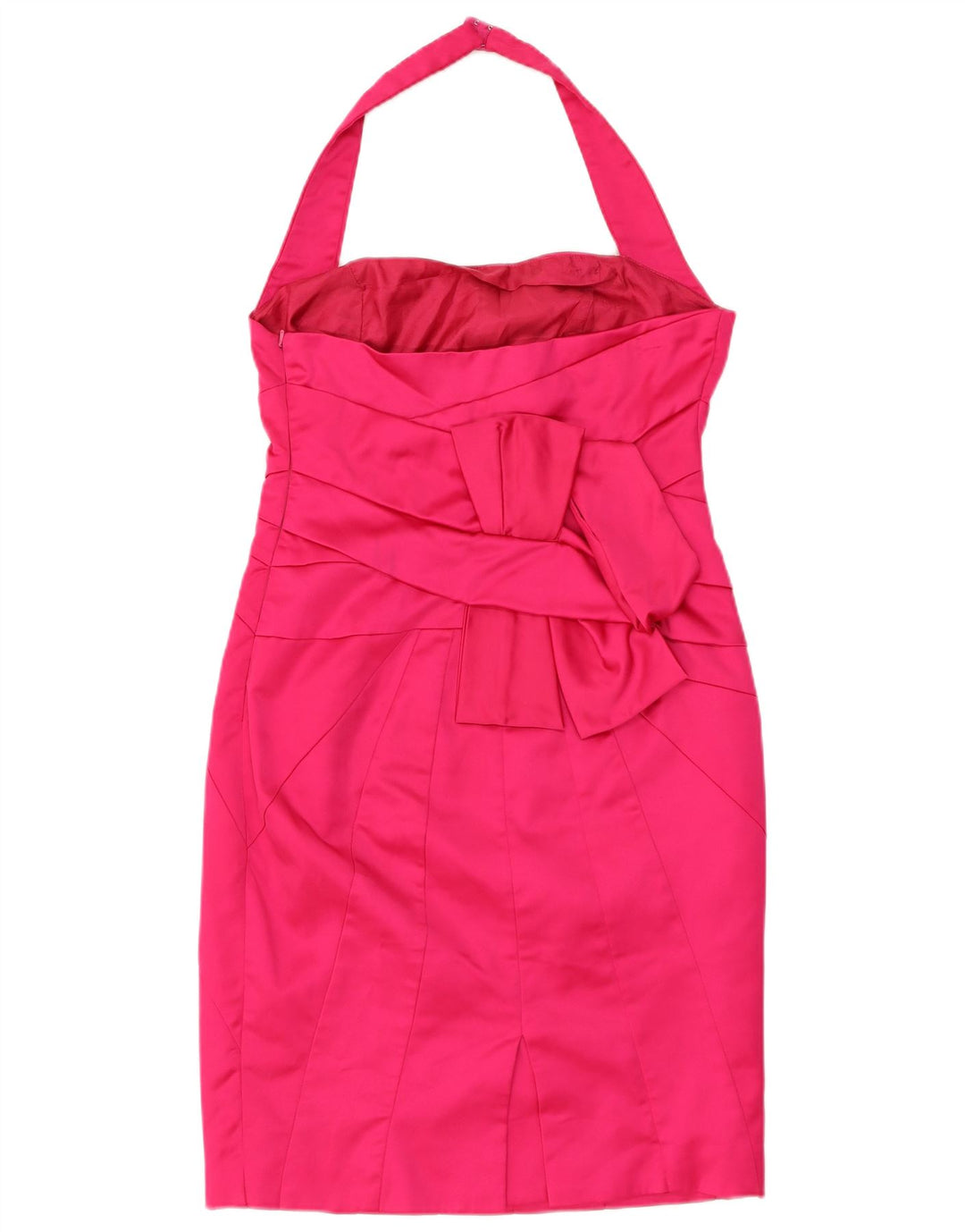 KAREN MILLEN Vestido ajustado con cuello halter para mujer UK 40 Grande Acetato rosa