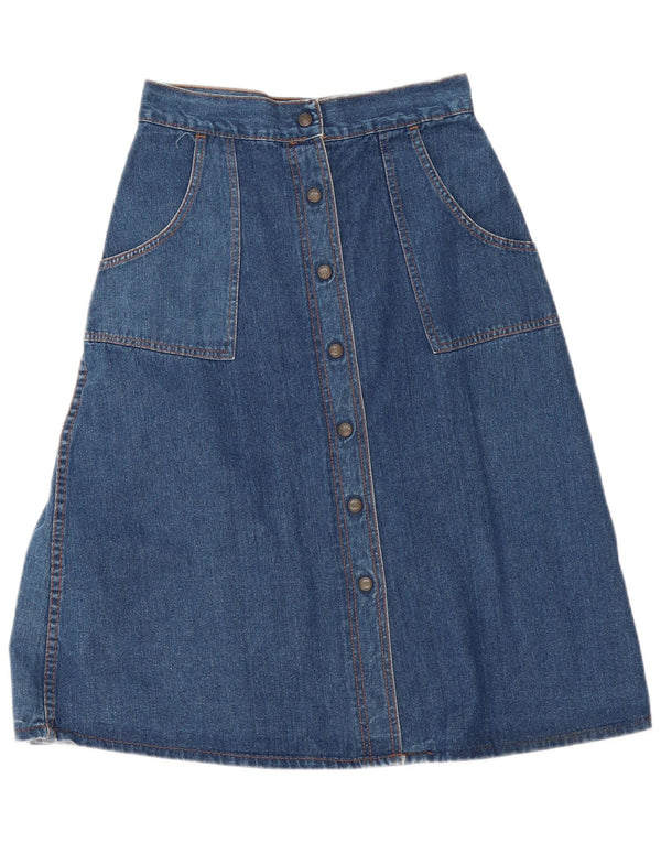 Vintage Mujer Maxi Denim A-Line Falda W28 Azul Medio