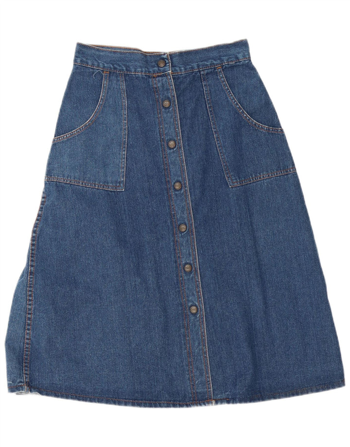 Vintage Mujer Maxi Denim A-Line Falda W28 Azul Medio