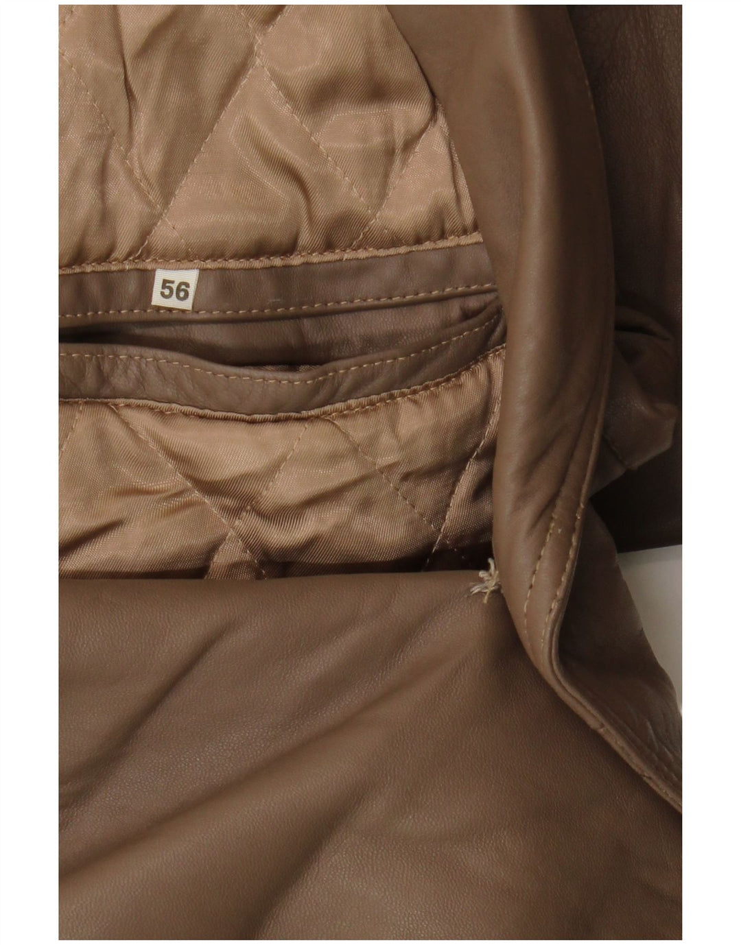 Vintage hombres abrigo de cuero de doble pecho IT 56 3XL Marrón