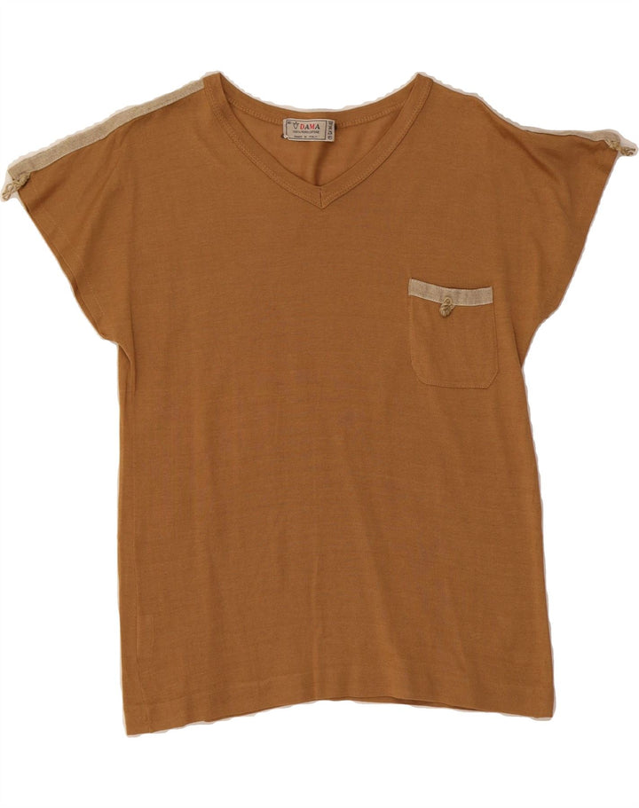 VINTAGE Womens T-Shirt Top IT 46 Large Brown Cotton Vintage Vintage and Second-Hand Vintage from Messina Hembry 