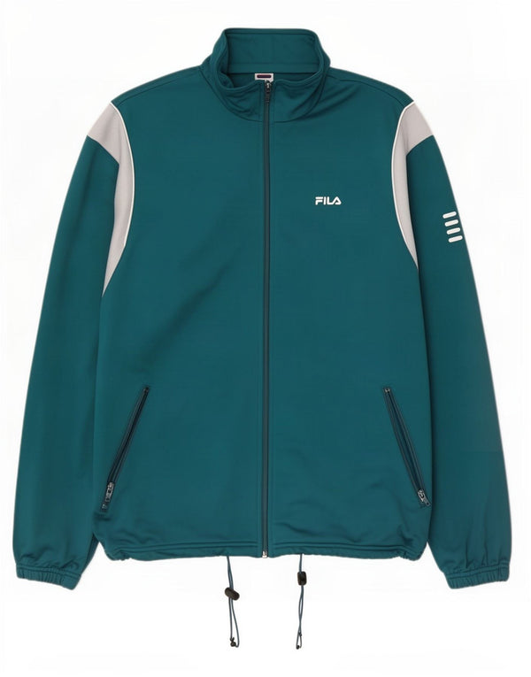 Fila Mens Chándal Top Chaqueta 2XL Turquesa Colorblock Poliéster