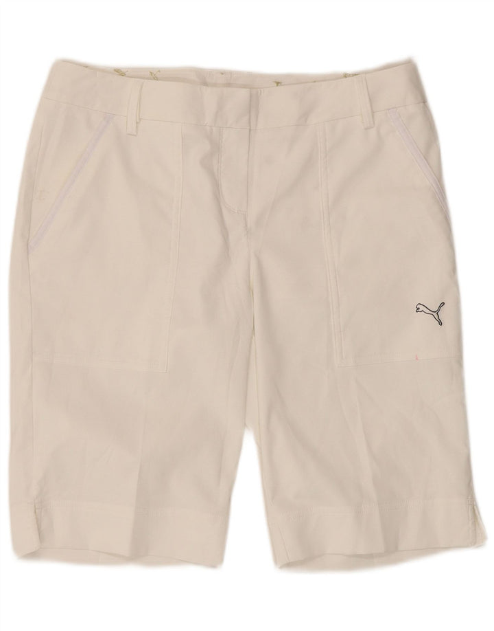 Puma Pantalones cortos chinos para mujer UK 12 Medium W34 Poliéster blanco