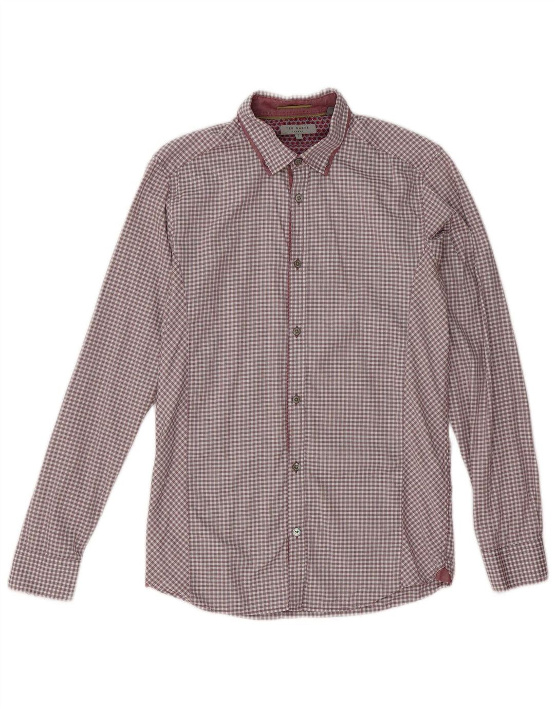 Ted Baker Camisa para hombre Talla 2 Pequeña Algodón a cuadros burdeos
