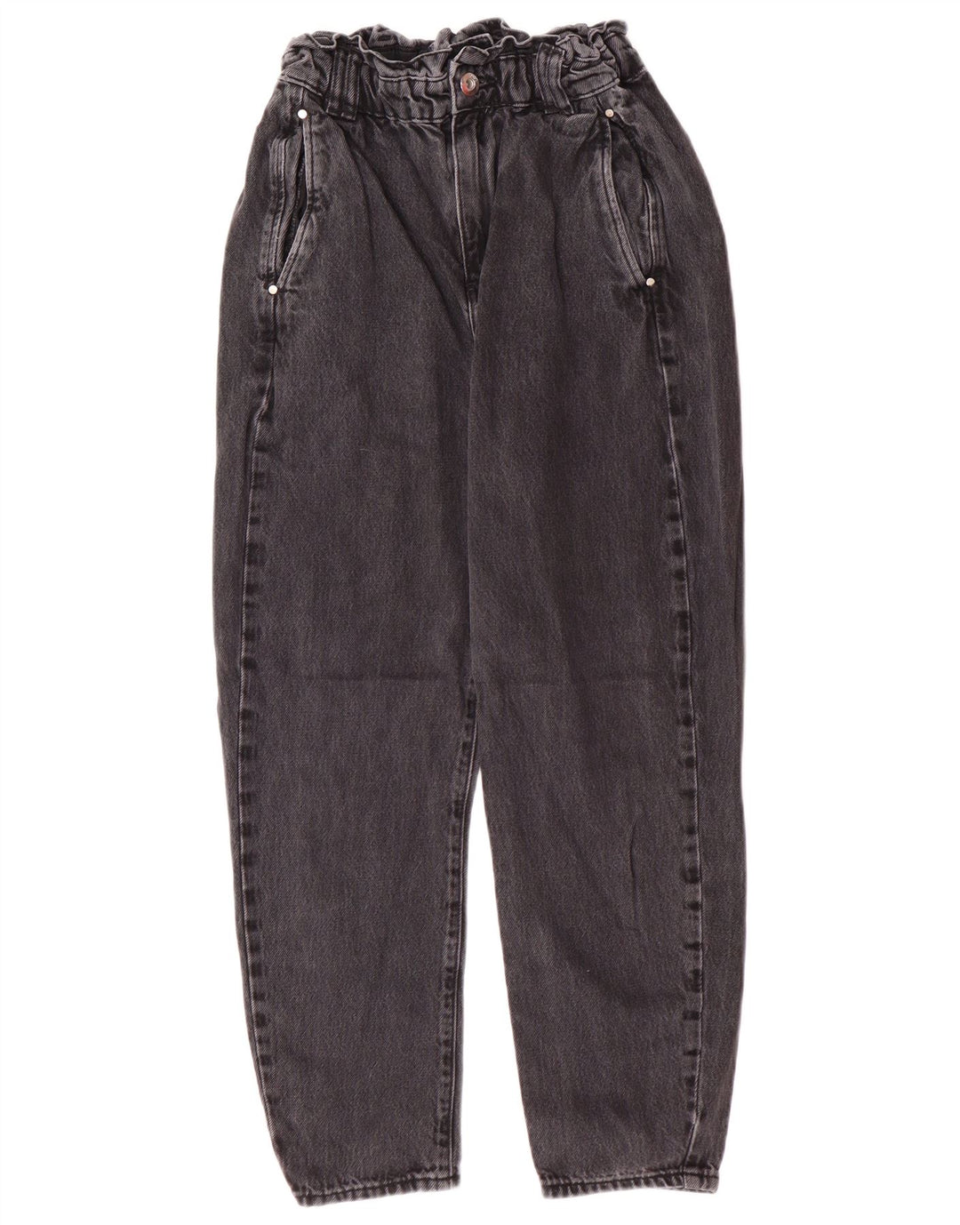 Zara Jeans Cónicos De Cintura Alta Para Mujer EU 34 2XS W24 L25 Gris Algodón Moderno