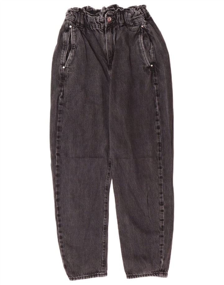 Zara Jeans Cónicos De Cintura Alta Para Mujer EU 34 2XS W24 L25 Gris Algodón Moderno