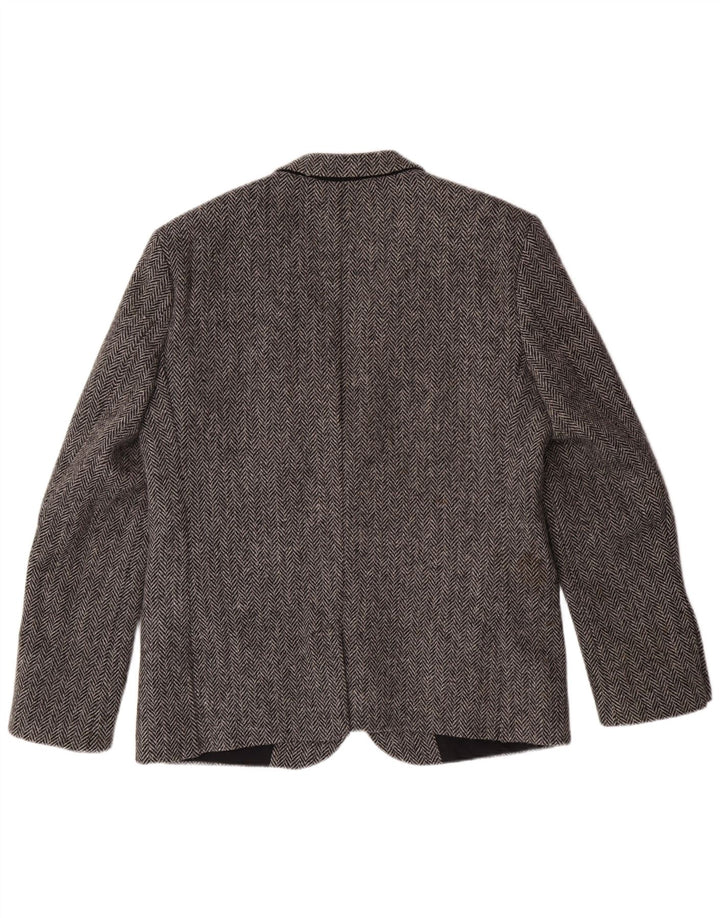 HARRIS TWEED Chaqueta Blazer para Hombre Reino Unido 40 Grande Gris Herringbone Classic