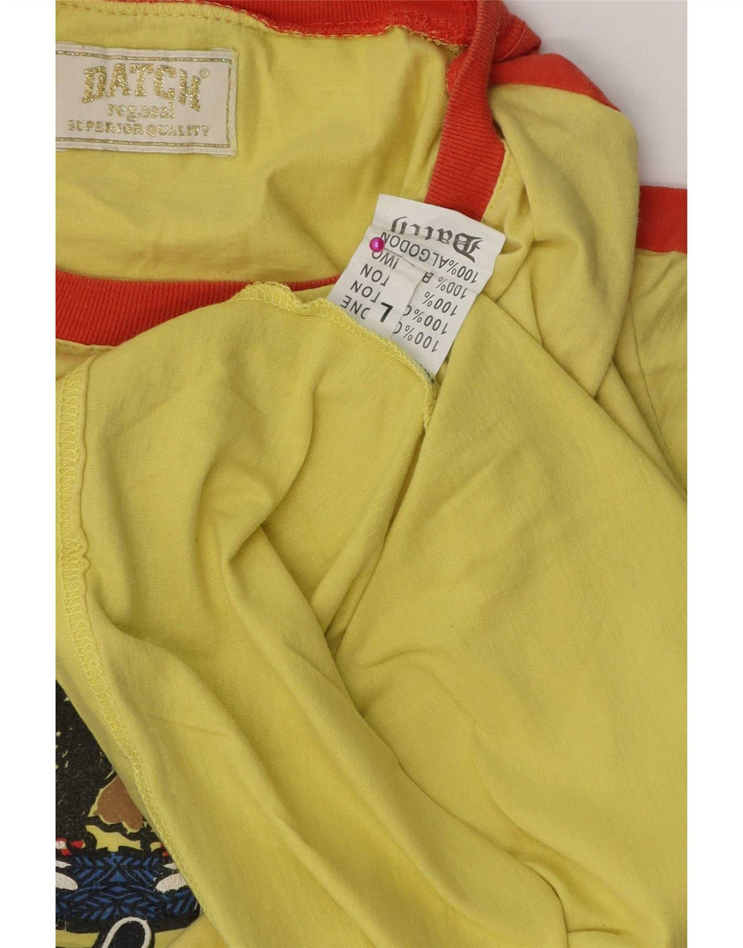 Camiseta Datch Graphic Top Large De Algodón Color Block Amarillo Mujer