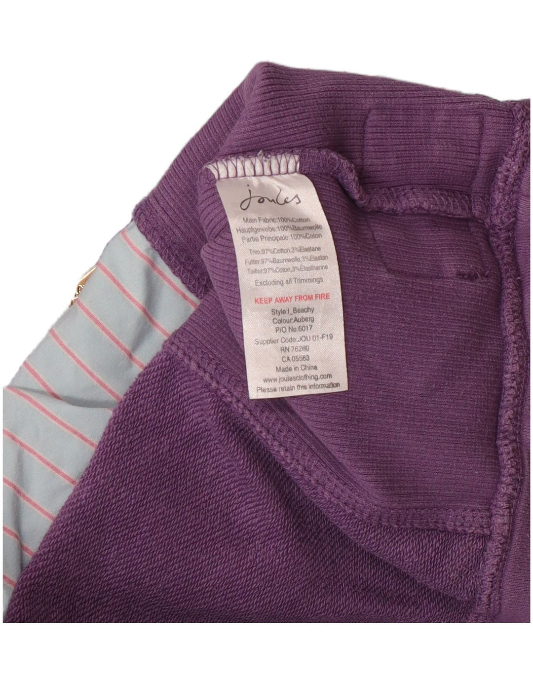 Joules Sudadera con Cuello y Botones para Mujer UK 8 Small Algodón Púrpura